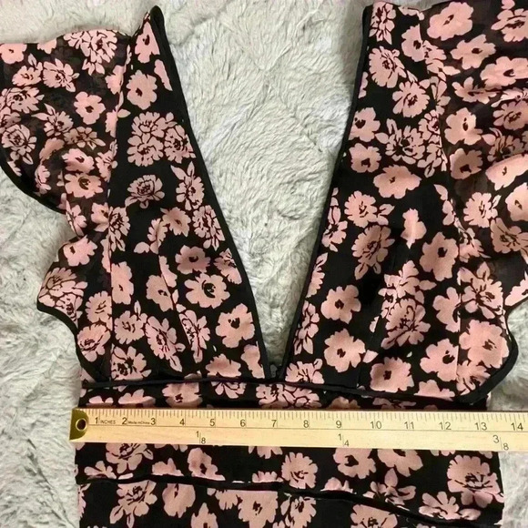 Milly Deni Floral Print Chiffon Maxi Dress Size 2 In Pink Wedding Formal Garden - Picture 4 of 13